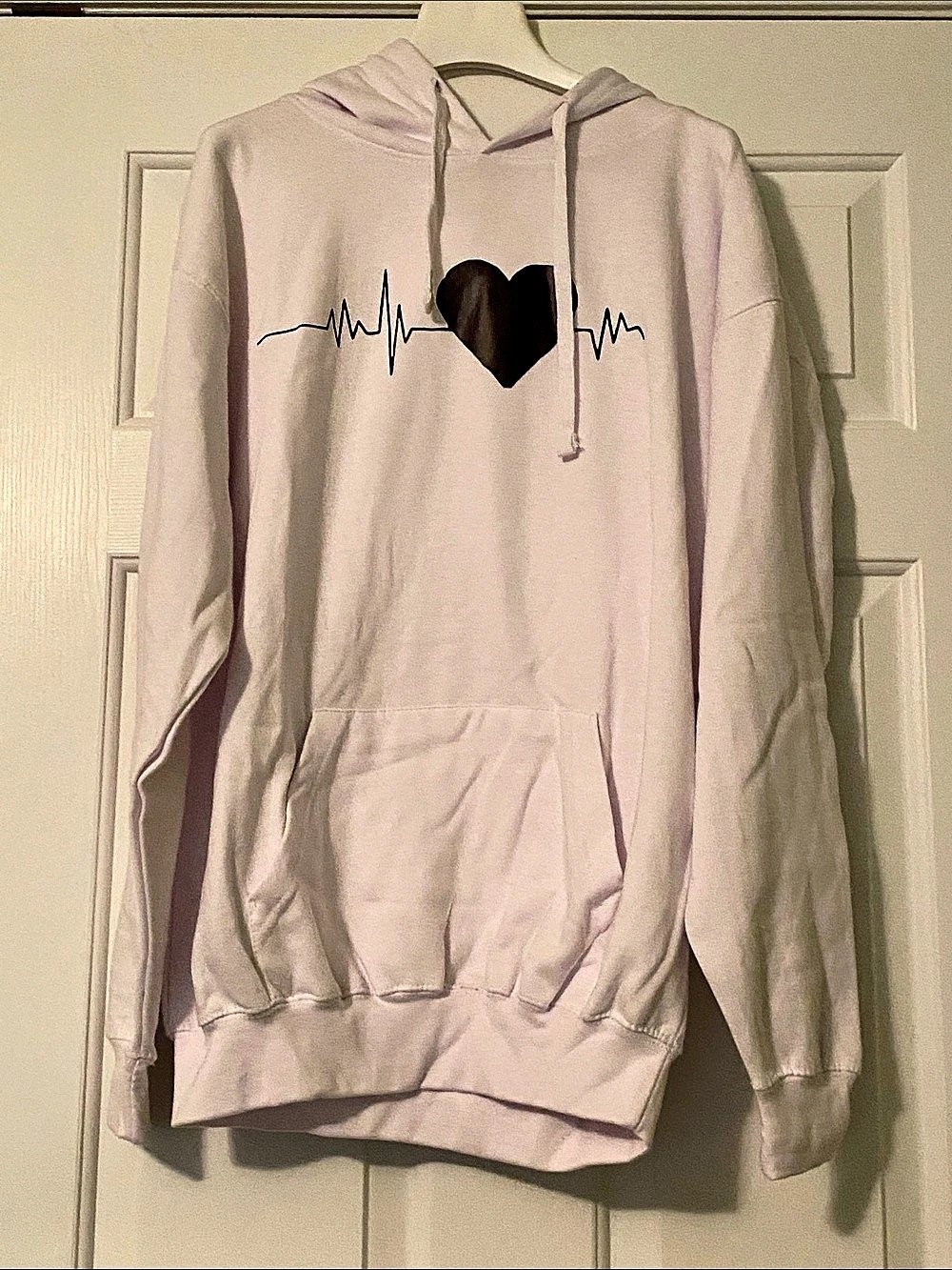 Heartbeat Graphic Oversized Hoodie in white - Large - NWOT